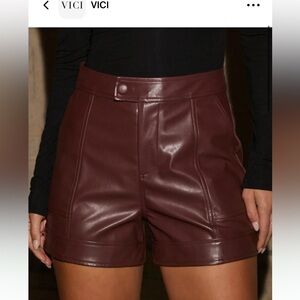 Vici Burgundy Leather Shorts